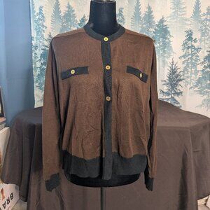 🤎 Joan Leslie Vintage Knit Cardigan Sweater – Size Large Good Vintage Condition